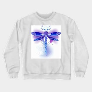 Funny Blue and purple dragonfly, A Dragonfly Salutes A Queen Crewneck Sweatshirt